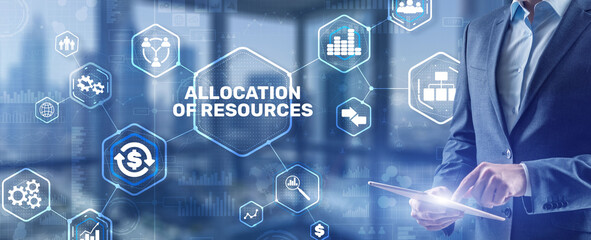 Allocation of resources concept on Virtual 3D Screen. Strategic planning