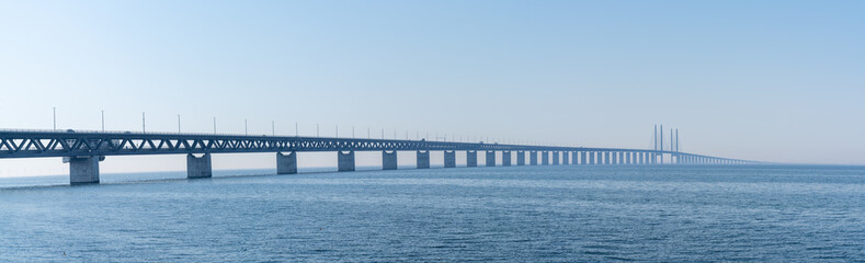 panorama view of the Oresund bridge between Denmark and Sweden