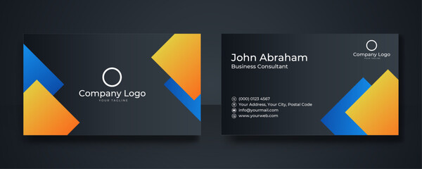 Modern blue orange yellow white black geometric business card design
