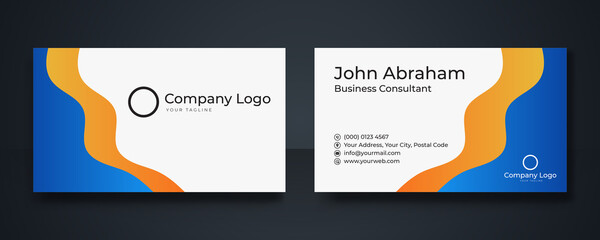 Business cards design template with blue orange black color