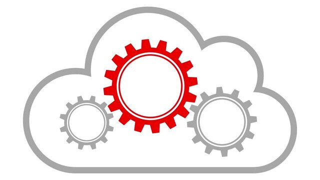 Video Cloud Drehende Zahnr&auml;der Grafisch Rot/Grau