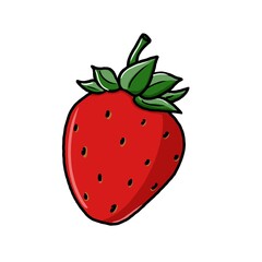 Obraz premium Illustration of a bright red strawberry berry on a white background. For menu, prints, cover, sticker, logo, pattern