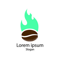 A logo template for a coffee roaster. A logo template with an icon of flame and a coffee bean.