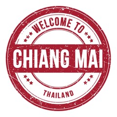 WELCOME TO CHIANG MAI - THAILAND, words written on red stamp