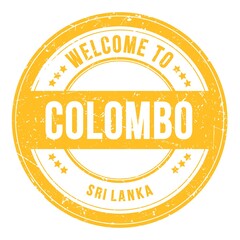 WELCOME TO COLOMBO - SRI LANKA, words written on yellow stamp