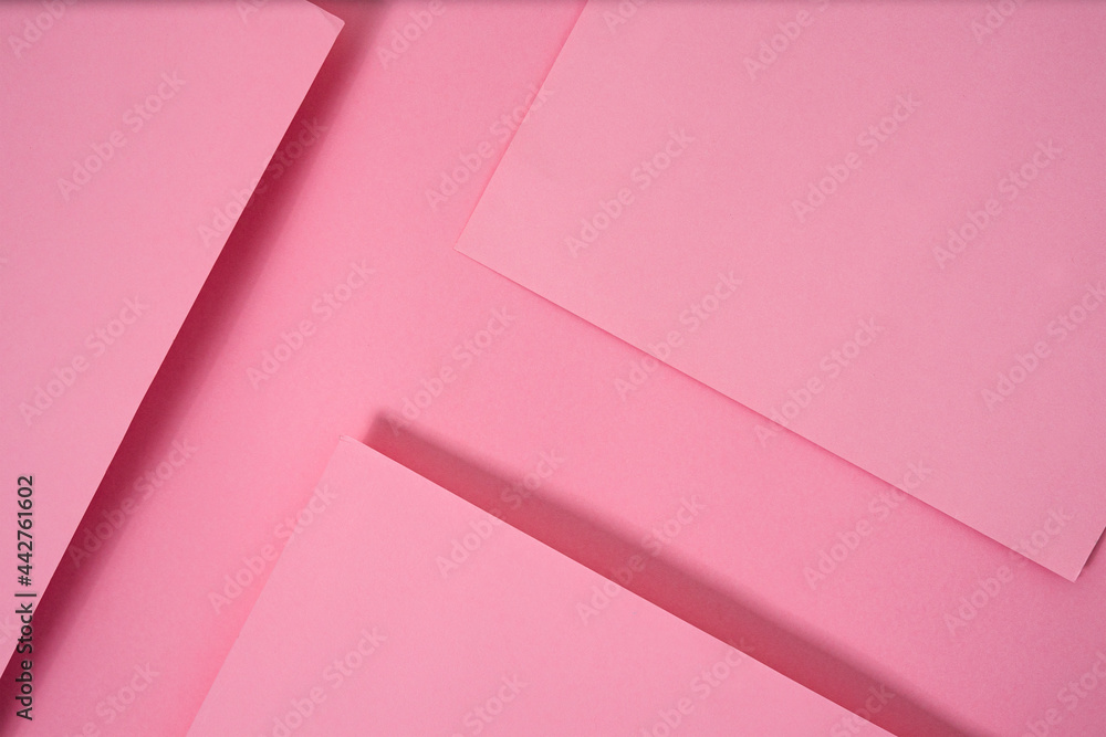 Poster abstract pop up paper background in pink. abstract arrangements build a geometric texture for wallpa