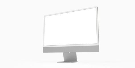 Realistic flat screen computer monitor 3de style mockup with blank screen isolated 3d grey