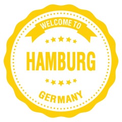 WELCOME TO HAMBURG - GERMANY, words written on yellow stamp