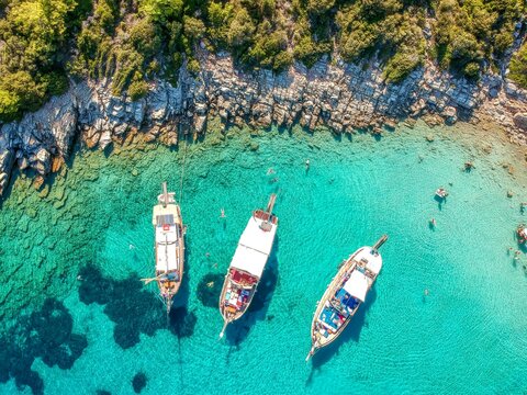 Boote vor der Insel Orak in Bodrum