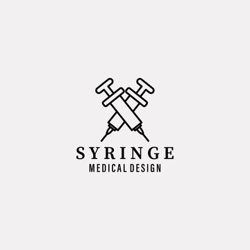 syringe icon minimalist vector logo line art illustration design