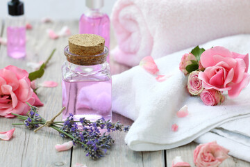 Aromatherapy and spa. Aroma therapy,beauty treatment, relax bath..Essential rose and lavender oil. Natural cosmrtics.