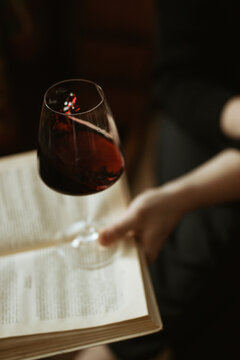 A Glass Of Wine And An Aesthetic Book