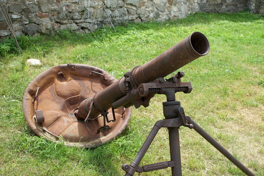 Old, historic mortar on fort square 