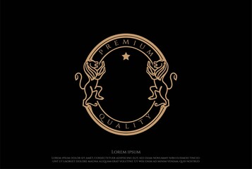 Golden Blank Lion Crest Logo Template Design Vector