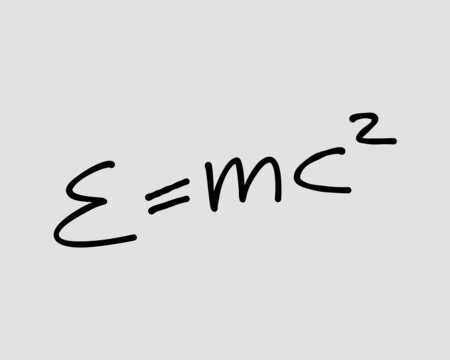 Continuous line, Theory of relativity. E equals mc squared. Drawing of set Physics. (Vector illustration one line drawing)