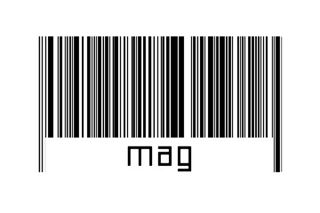 Barcode on white background with inscription mag below