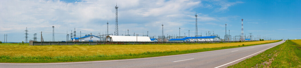 Panoramic view of a large power supply company. - obrazy, fototapety, plakaty
