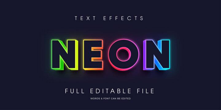 Modern Neon bright text effect  Full  editable text 