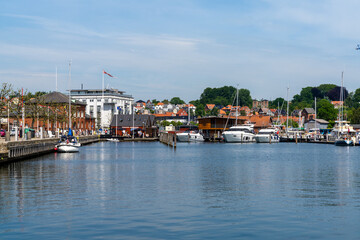 Naklejka na ściany i meble view of the Svendborg harbor and marina
