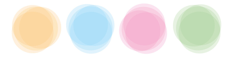 set of round simple watercolor banners on white background	