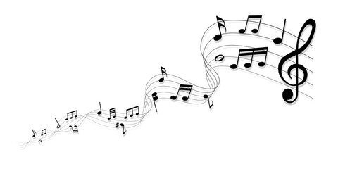 vector sheet music - musical notes melody on white background	