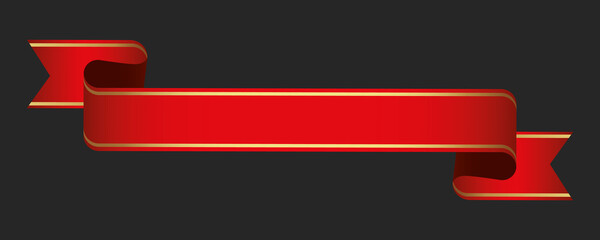 red vintage ribbon banner label on dark background