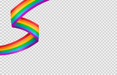 Waving rainbow LGBT flag isolated on png or transparent  background, Symbol of LGBT gay pride,vector illustration