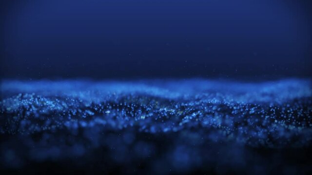 Seamless background glittering particle wave and light with bokeh, Cyberspace, and technology digital connection abstract background concept.