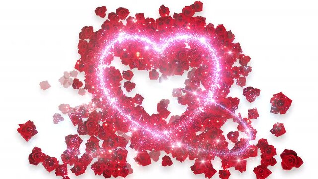 Heart Rose Glitter Sparkling Particles Love Fireworks background.