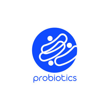 Probiotics logo. Bacteria logo. Concept of healthy nutrition ingredient for therapeutic purposes. Simple flat style trend modern logotype graphic design isolated