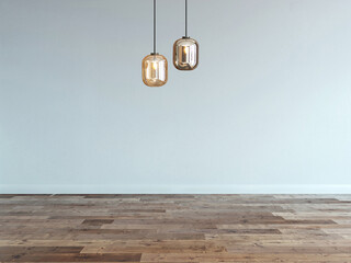 empty house interior design and lamp. 3D illustration