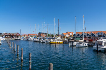 Fototapeta na wymiar view of the marina and yacht harbor in Hundested