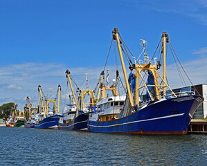 Beautiful blue Dutch fishing vessels