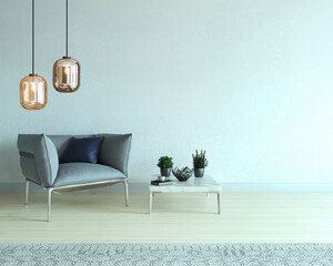 empty house interior design and lamp. 3D illustration