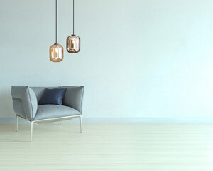 empty house interior design and lamp. 3D illustration