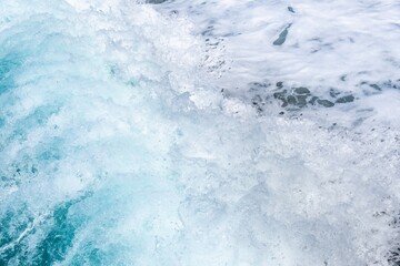 Fototapeta na wymiar Ocean wave with spray, sea summer. surfing power