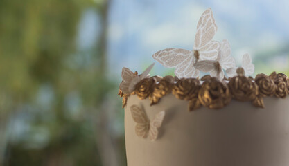 mariposa decorativa sobre pastel de quinceañera 02