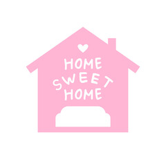 Home sweet home pink vector sign.