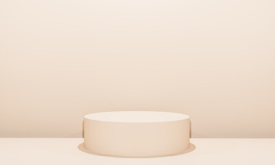 Scene with beige color podium for mock up presentation in minimalism style with copy space, 3d render abstract background