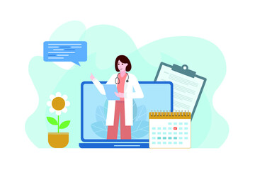 Doctor Online Inquiry Vector Character Illustration
