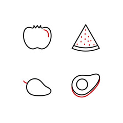 Naklejka premium fruits set icon, isolated fruits set sign icon, vector illustration