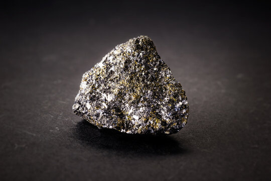 zinc ore, macro photography, on black isolated background.