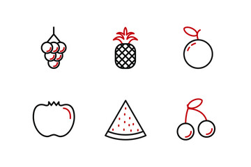fruits set icon, isolated fruits set sign icon, vector illustration