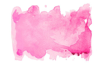 Pink watercolor stain on embossed paper isolated on white background. Abstract watercolor pattern