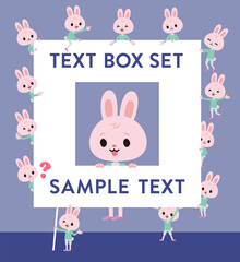 メッセージボードを持つうさぎの男の子のセット