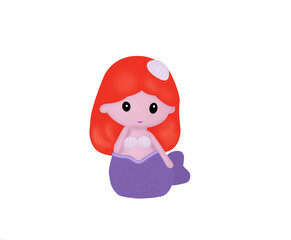 baby doll  the little mermaid isolated on white background