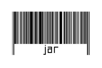 Barcode on white background with inscription jar below - obrazy, fototapety, plakaty