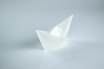 A white ship on a white background. A picture of minimalism.