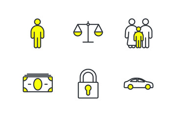 insurance set icon, isolated insurance set sign icon, vector illustration