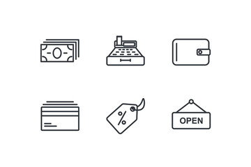 shopping set icon, isolated shopping set sign icon, vector illustration